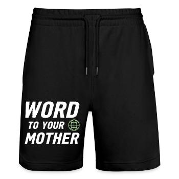 Parole à votre mère : Rétro Urban Global Design - Short de jogging bio TRAINER Stanley/Stella unisexe - noir - Devant - Nik (191cm) & Marisol (170cm)