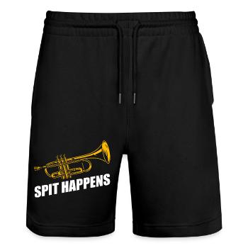 Spit happens trumpet player - Stanley/Stella Trainer Unisex Organic Jogging Shorts - black - Front - Nik (191cm) & Marisol (170cm)