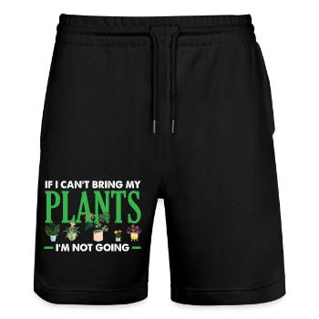 Ich Gehe Nicht Ohne Meine Pflanzen Sukkulente - Stanley/Stella Unisex Bio Joggingshorts Trainer  - Schwarz - Vorne - Nik (191cm) & Marisol (170cm)