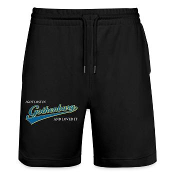 Ich habe mich in Göteborg verlaufen und es geliebt - Stanley/Stella Unisex Bio Joggingshorts Trainer  - Schwarz - Vorne - Nik (191cm) & Marisol (170cm)