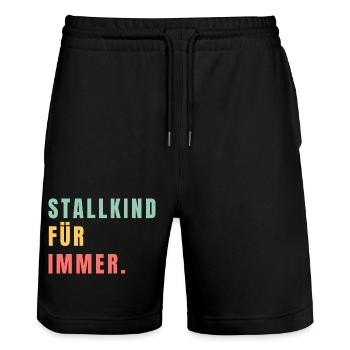 Enfant stable pour toujours - Short de jogging bio TRAINER Stanley/Stella unisexe - noir - Devant - Nik (191cm) & Marisol (170cm)