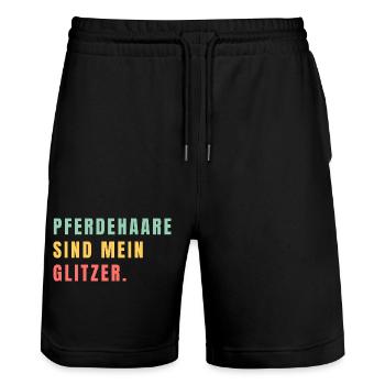 Pferdehaare sind mein Glitzer - Stanley/Stella Unisex Bio Joggingshorts Trainer  - Schwarz - Vorne - Nik (191cm) & Marisol (170cm)