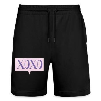 XoXo – Pop Culture Love Hug Youth Language - Stanley/Stella Trainer Unisex Organic Jogging Shorts - black - Front - Nik (191cm) & Marisol (170cm)