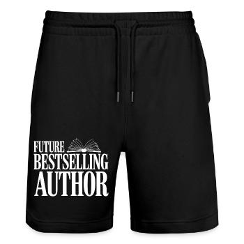 Future Bestselling Author - Stanley/Stella Trainer Unisex Organic Jogging Shorts - black - Front - Nik (191cm) & Marisol (170cm)