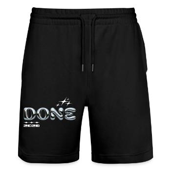 Finished 2028 Chrome Bubble Design - Stanley/Stella Trainer Unisex Organic Jogging Shorts - black - Front - Nik (191cm) & Marisol (170cm)