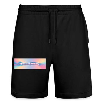 Je traite différemment - Short de jogging bio TRAINER Stanley/Stella unisexe - noir - Devant - Nik (191cm) & Marisol (170cm)