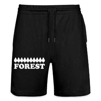 Forest - Stanley/Stella Trainer Unisex Organic Jogging Shorts - black - Front - Nik (191cm) & Marisol (170cm)