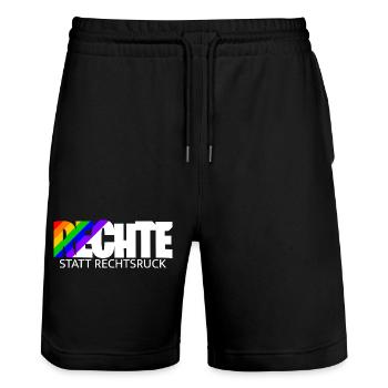 Human rights instead of a shift to the right - rainbow - Stanley/Stella Trainer Unisex Organic Jogging Shorts - black - Front - Nik (191cm) & Marisol (170cm)