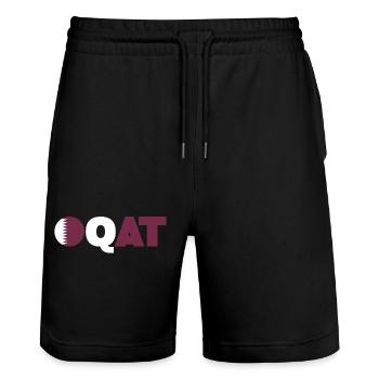 Qatar - Short de jogging bio TRAINER Stanley/Stella unisexe - noir - Devant - Nik (191cm) & Marisol (170cm)