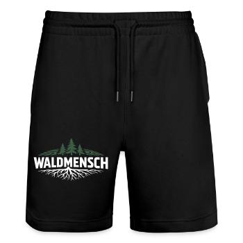 Waldmensch – Connecté à la nature - Short de jogging bio TRAINER Stanley/Stella unisexe - noir - Devant - Nik (191cm) & Marisol (170cm)