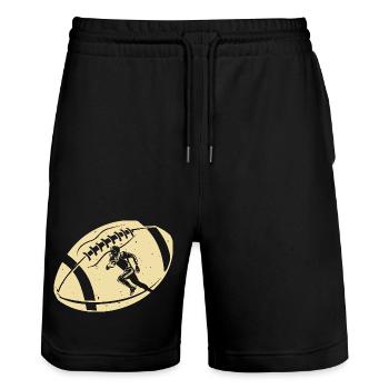 American Football Rugby - Stanley/Stella Unisex Bio Joggingshorts Trainer  - Schwarz - Vorne - Nik (191cm) & Marisol (170cm)