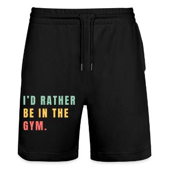 I'd rather be in the gym - Stanley/Stella Trainer Unisex Organic Jogging Shorts - black - Front - Nik (191cm) & Marisol (170cm)