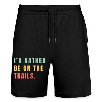 I'd rather be on the trails - Stanley/Stella Trainer Unisex Organic Jogging Shorts - black - Front - Nik (191cm) & Marisol (170cm)