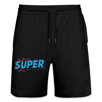 Super Retro Old School Lettering - Stanley/Stella Trainer Unisex Organic Jogging Shorts - black - Front - Nik (191cm) & Marisol (170cm)