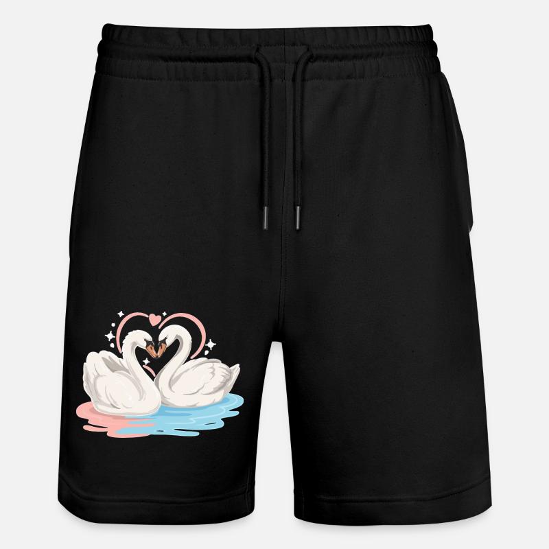Cœur de cygne dans l’eau - Short de jogging bio TRAINER Stanley/Stella unisexe - noir