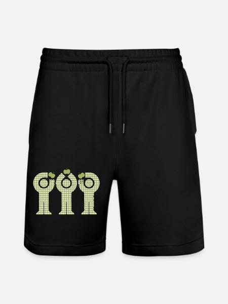 Green Gingham Minis Apple Figures - Stanley/Stella Trainer Unisex Organic Jogging Shorts - black