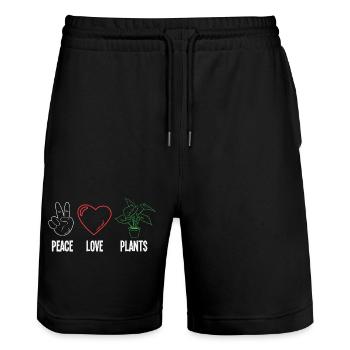 Plant Lover Peace Love Plants Succulent Flower - Stanley/Stella Unisex Bio Joggingshorts Trainer  - Schwarz - Vorne - Nik (191cm) & Marisol (170cm)