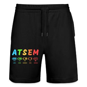 Atsem, Kindergarten am Ende des Jahres, Lehrerin - Stanley/Stella Unisex Bio Joggingshorts Trainer  - Schwarz - Vorne - Nik (191cm) & Marisol (170cm)