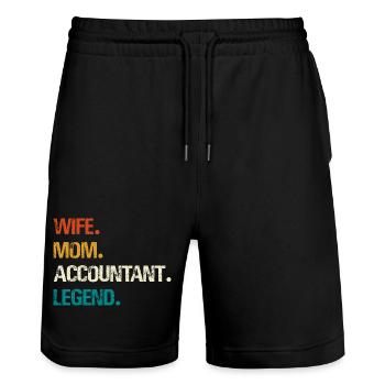 Wife Mother Accountant Legend - Stanley/Stella Trainer Unisex Organic Jogging Shorts - black - Front - Nik (191cm) & Marisol (170cm)