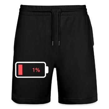 Icône de batterie vide à 1 % - Short de jogging bio TRAINER Stanley/Stella unisexe - noir - Devant - Nik (191cm) & Marisol (170cm)