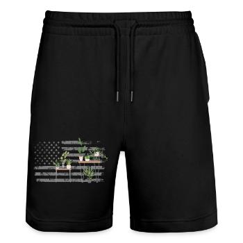 Usa Plants Plant Lover Gardener - Stanley/Stella Trainer Unisex Organic Jogging Shorts - black - Front - Nik (191cm) & Marisol (170cm)
