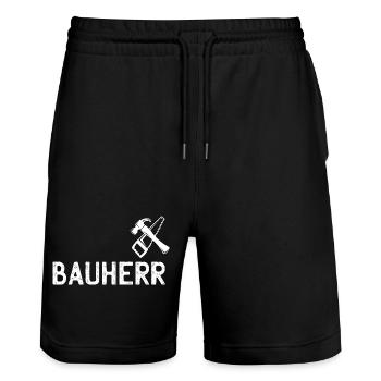 Emblème d’outil DIY pour constructeur - Short de jogging bio TRAINER Stanley/Stella unisexe - noir - Devant - Nik (191cm) & Marisol (170cm)