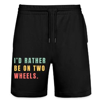 Better on two wheels - Stanley/Stella Trainer Unisex Organic Jogging Shorts - black - Front - Nik (191cm) & Marisol (170cm)