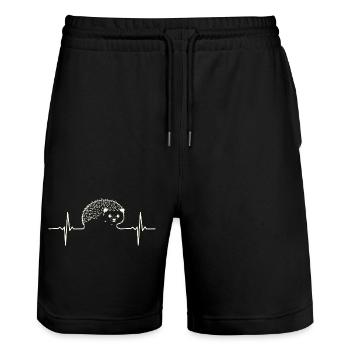 Ligne ECG Heartbeat Hedgehog - Short de jogging bio TRAINER Stanley/Stella unisexe - noir - Devant - Nik (191cm) & Marisol (170cm)