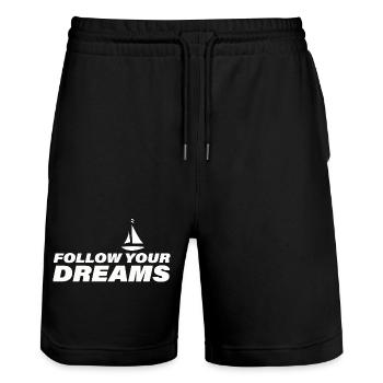 Follow Your Dreams - Stanley/Stella Trainer Unisex Organic Jogging Shorts - black - Front - Nik (191cm) & Marisol (170cm)