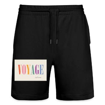 Voyage – c’est vivre - Stanley/Stella Unisex Bio Joggingshorts Trainer  - Schwarz - Vorne - Nik (191cm) & Marisol (170cm)