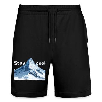 Mountain Scenery Stay Cool - Stanley/Stella Trainer Unisex Organic Jogging Shorts - black - Front - Nik (191cm) & Marisol (170cm)
