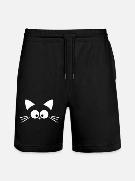 Chat Blanc Mignon | Tee-Shirt Kawaii Minimal - Short de jogging bio TRAINER Stanley/Stella unisexe - noir