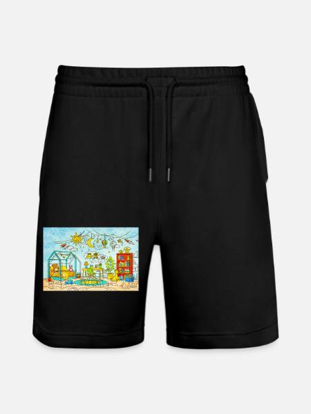Dreamy Playroom Illustration - Stanley/Stella Trainer Unisex Organic Jogging Shorts - black