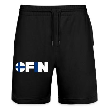 Finnland - Stanley/Stella Unisex Bio Joggingshorts Trainer  - Schwarz - Vorne - Nik (191cm) & Marisol (170cm)