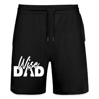 Wise Dad Silhouette Fatherhood Parenting - Stanley/Stella Trainer Unisex Organic Jogging Shorts - black - Front - Nik (191cm) & Marisol (170cm)