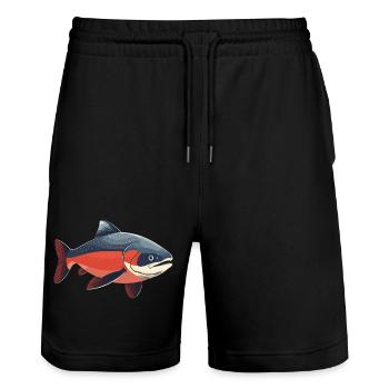 Lachse Lachs - Stanley/Stella Unisex Bio Joggingshorts Trainer  - Schwarz - Vorne - Nik (191cm) & Marisol (170cm)