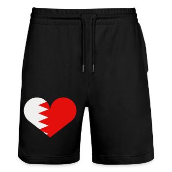 Herz der Bahrain-Flagge - Stanley/Stella Unisex Bio Joggingshorts Trainer  - Schwarz - Vorne - Nik (191cm) & Marisol (170cm)