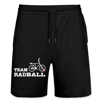 Cyclisme par équipe, Cyclistes de compétition, Cyclisme en salle - Short de jogging bio TRAINER Stanley/Stella unisexe - noir - Devant - Nik (191cm) & Marisol (170cm)