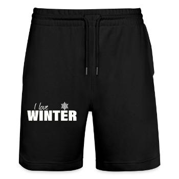 J’adore l’hiver - Short de jogging bio TRAINER Stanley/Stella unisexe - noir - Devant - Nik (191cm) & Marisol (170cm)