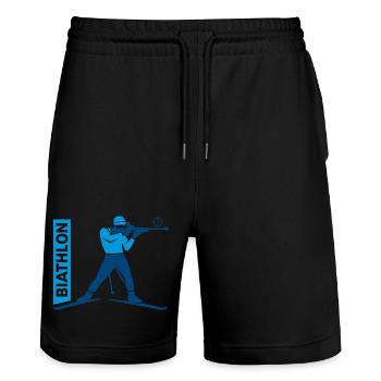 Biathlon Passion Lover Gift - Stanley/Stella Trainer Unisex Organic Jogging Shorts - black - Front - Nik (191cm) & Marisol (170cm)