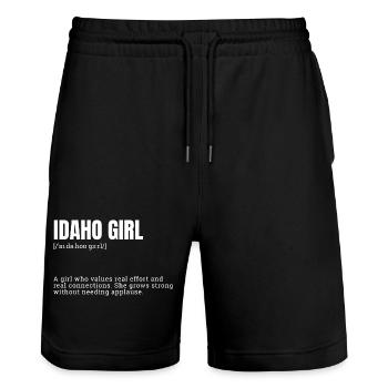 Idaho Girl Stärke-Statement - Stanley/Stella Unisex Bio Joggingshorts Trainer  - Schwarz - Vorne - Nik (191cm) & Marisol (170cm)