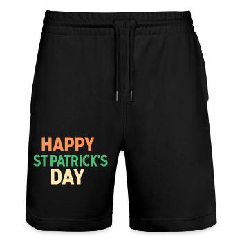 Frohen St. Patrick's Day - Stanley/Stella Unisex Bio Joggingshorts Trainer  - Schwarz - Vorne - Nik (191cm) & Marisol (170cm)