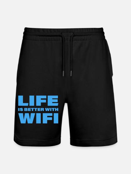 LIFE IS BETTER WITH WIFI - Stanley/Stella Trainer Unisex Organic Jogging Shorts - black