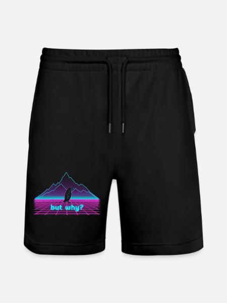 Vaporwave Penguin - Stanley/Stella Trainer Unisex Organic Jogging Shorts - black