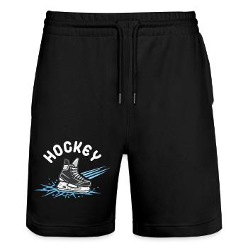 Hockey Skate– Eishockey Fan - Stanley/Stella Trainer Unisex Organic Jogging Shorts - black - Front - Nik (191cm) & Marisol (170cm)