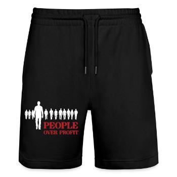 People Over Profit - Stanley/Stella Trainer Unisex Organic Jogging Shorts - black - Front - Nik (191cm) & Marisol (170cm)