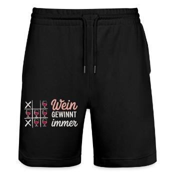 Wine Always Wins Tic Tac Toe Saying For - Stanley/Stella Trainer Unisex Organic Jogging Shorts - black - Front - Nik (191cm) & Marisol (170cm)