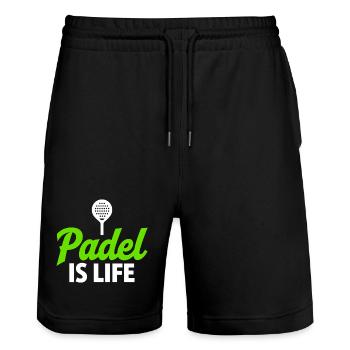 Padel is Life Sport Statement Lifestyle - Stanley/Stella Unisex Bio Joggingshorts Trainer  - Schwarz - Vorne - Nik (191cm) & Marisol (170cm)