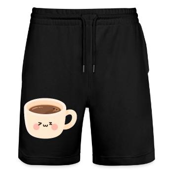Kaffee Kuschelmug Schlafmütze Kawaii - Stanley/Stella Unisex Bio Joggingshorts Trainer  - Schwarz - Vorne - Nik (191cm) & Marisol (170cm)