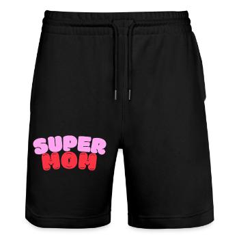 Super Mom - Stanley/Stella Unisex Bio Joggingshorts Trainer  - Schwarz - Vorne - Nik (191cm) & Marisol (170cm)